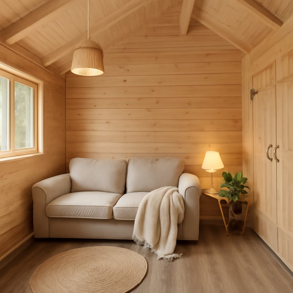 Чем отделать садовый домик внутри 1