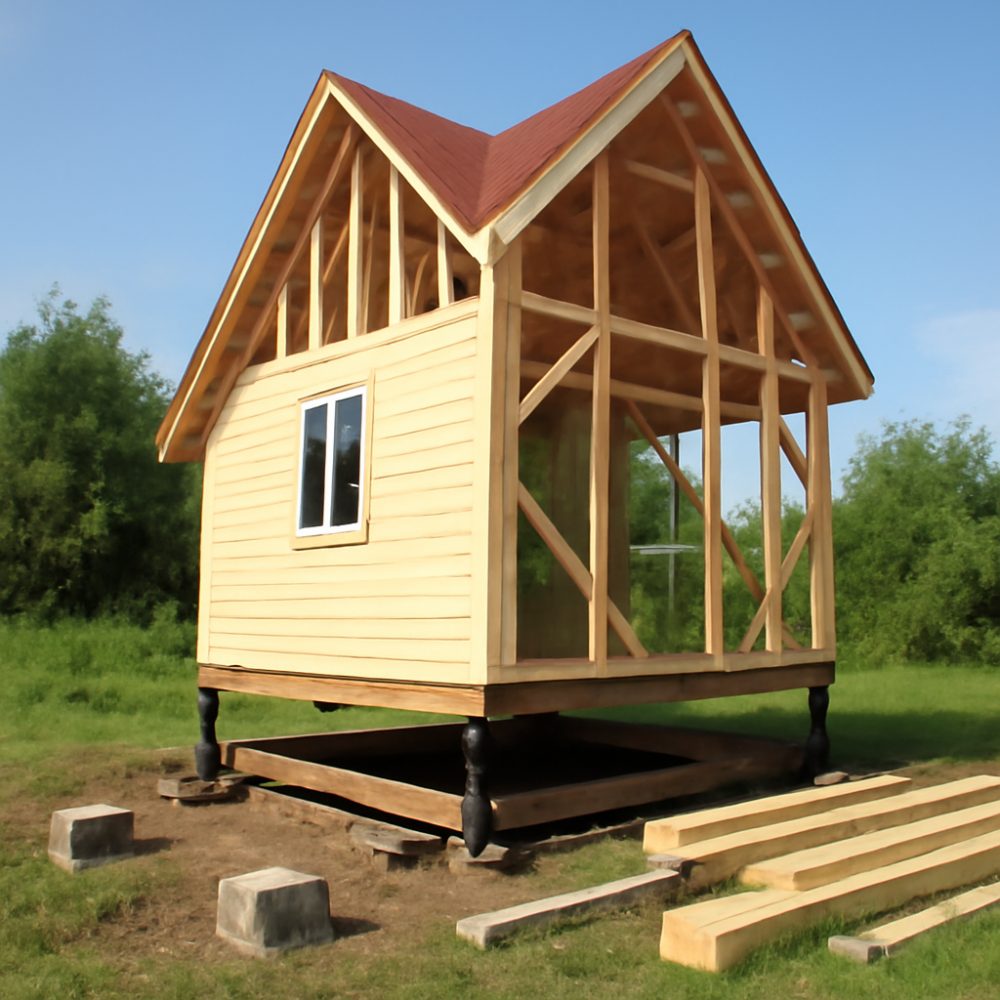Как поднять каркасный домик на даче 1