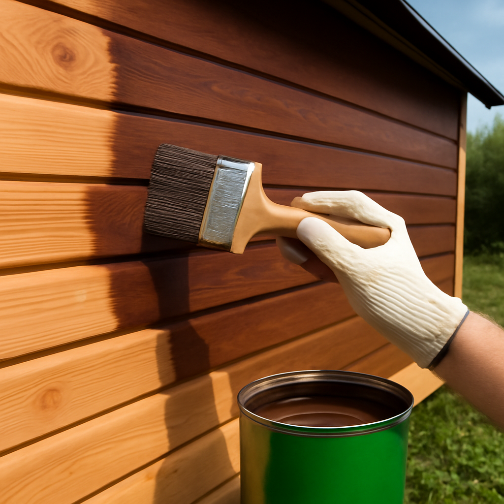 Чем покрасить хозблок из имитации бруса 1